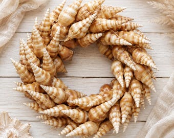 Natural Seashell Wreath, Coastal Beach Decor, Nautical Table Centerpiece, Boho Style