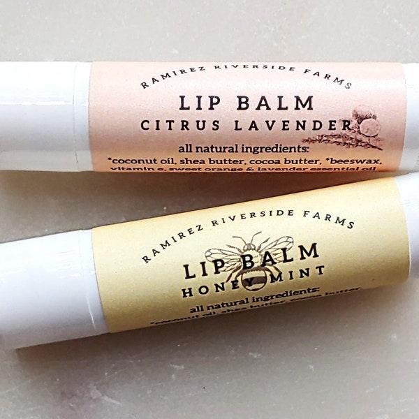 Lip Balm | Non-Toxic | Moisturizing | Honey Mint | Citrus Lavender | Essential Oil | .15 oz | Gift | Daily Essentials