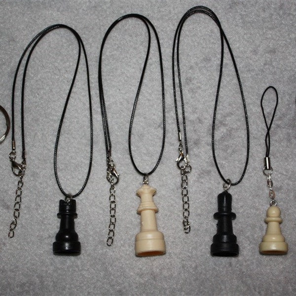 Chess Piece Accessories - Necklace, Cell Charm, Keychain, Earrings, Chokers etc - Queen's Gambit