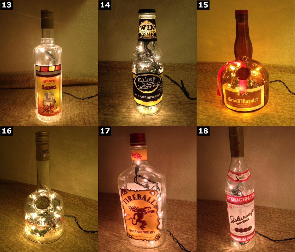 Alcohol Lighting Bottle Lamps SELECT ONE Etsy