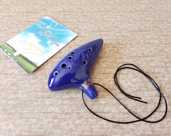 12 Hole Dark Blue Zelda Ocarina of Time Ceramic Alto C Flute Music Instrument Birthday Gift Link Nintendo Navy