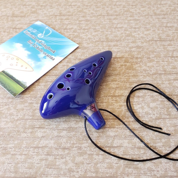 12 Hole Dark Blue Zelda Ocarina of Time Ceramic Alto C Flute Music Instrument Birthday Gift Link Nintendo Navy