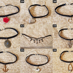 Lace Choker Necklaces Various Styles: Crown, Fairy, Wing, Key, Flower, Butterfly, Shark Tooth, Heart, Snowflake, etc image 4