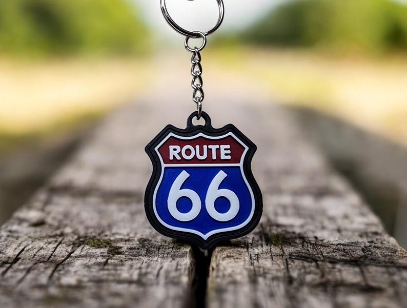 Route Sign Keychain Route 66 Keychain | Historic Route 66 Road Trip Souvenir | Centennial ...