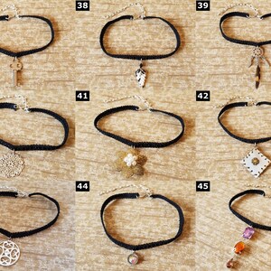 Lace Choker Necklaces Various Styles: Crown, Fairy, Wing, Key, Flower, Butterfly, Shark Tooth, Heart, Snowflake, etc image 5