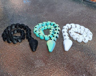 Articulated  Snake Toy - 3D Printed Fidget - 24in Long - Multiple Color Options