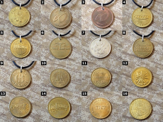 Vintage Arcade Token Keychain, Retro Game Token Necklace, Sega