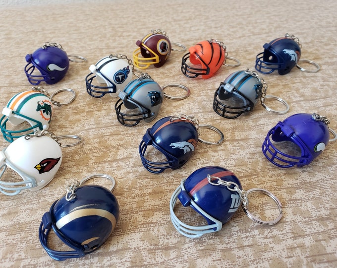 Mini Football and Helmet Keychain, Custom Sports Team Ornament, Gameday Earrings, Collectible Helmet Figurine, Sports Fan Gift (CHOOSE)