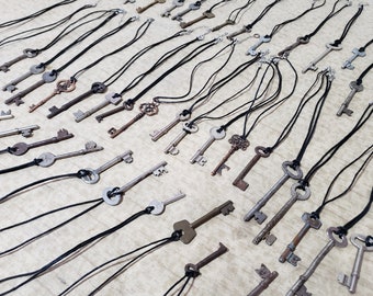 Repurposed British & Vintage-Style Jewelry Box Key Necklaces - Bulk Buy Wholesale Bundle