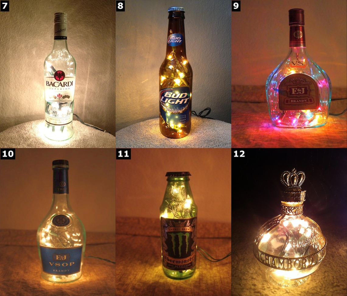 Alcohol Lighting Bottle Lamps SELECT ONE Etsy