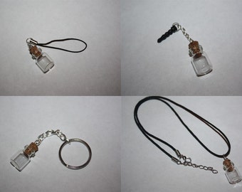 Mini Vial Bottle Bottle with Cork Accessories - Chokers, Earrings, Cell Charms, Keychains, Necklaces, etc