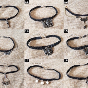 Lace Choker Necklaces Various Styles: Crown, Fairy, Wing, Key, Flower, Butterfly, Shark Tooth, Heart, Snowflake, etc image 2