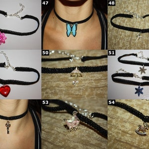 Lace Choker Necklaces Various Styles: Crown, Fairy, Wing, Key, Flower, Butterfly, Shark Tooth, Heart, Snowflake, etc image 6