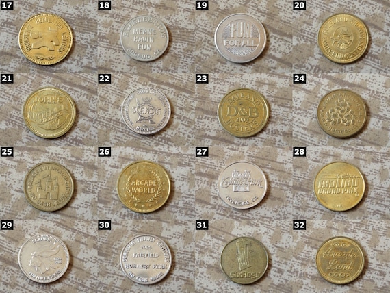 Vintage Arcade Token Keychain, Retro Game Token Necklace, Sega