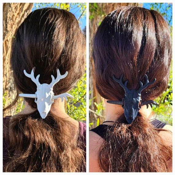 Witchy Antler Skull Hair Barrette Amazon.com : Raven Skull Antler Hair Styling Pins Black  main image 4