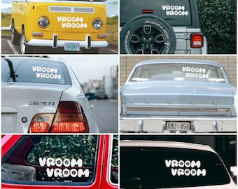 Vroom Vroom Vinyl Car Decal – Funny Vehicle Sticker for Windows, Bumpers, or Laptops – Cute Retro Font in Multiple Sizes