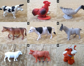 Horse and Farms Animal Accessories - Party Favors - Necklaces and Keychains - Horse, Chicken, Goat, Hen, Cow, Pig and more!