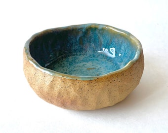 Cenote Inspired Bowl, Candy Dish, Hand Made, Rustic, Dinnerware, Tableware, Decorative, Stoneware, Aqua, Blue, Turquoise, Water, Ocean, Sea