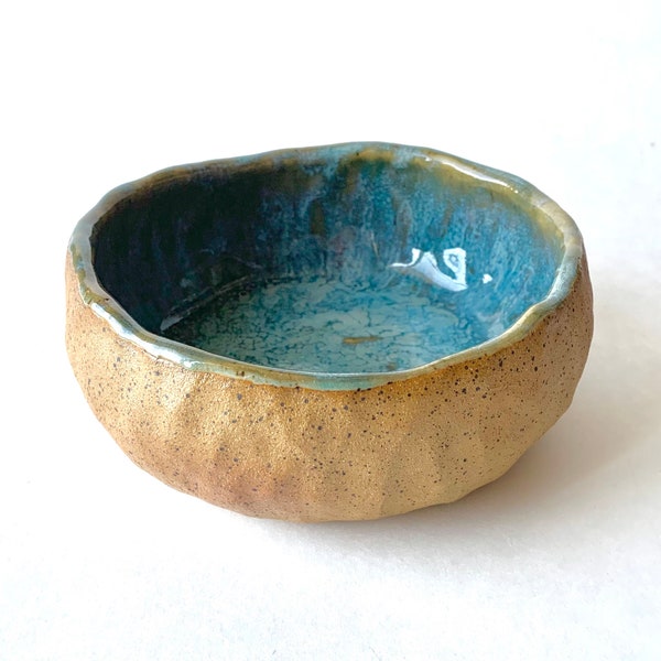 Cenote Inspired Bowl, Candy Dish, Hand Made, Rustic, Dinnerware, Tableware, Decorative, Stoneware, Aqua, Blue, Turquoise, Water, Ocean, Sea