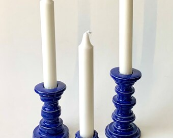 DISCOUNTED SAMPLES - One Set Only - Stacked Circle Set of 3 Rustic Candlestick Holders