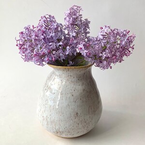 ONE ABAILABLE Hand Formed/Wheel Thrown 7 Stoneware Speckled White Flower Vase image 3