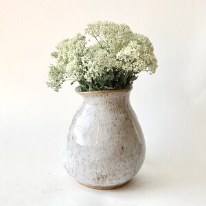 ONE ABAILABLE Hand Formed/Wheel Thrown 7 Stoneware Speckled White Flower Vase image 5