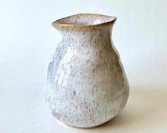 ONE ABAILABLE Hand Formed/Wheel Thrown 7” Stoneware Speckled White Flower Vase