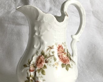 Antique German porcelain creamer or milk jug, victorian style small pitcher