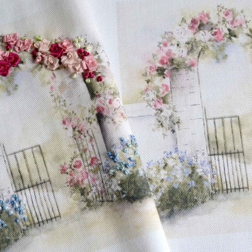 Shabby Chic Garden Gate Decorative Quilt Panel Silk Ribbon Etsy