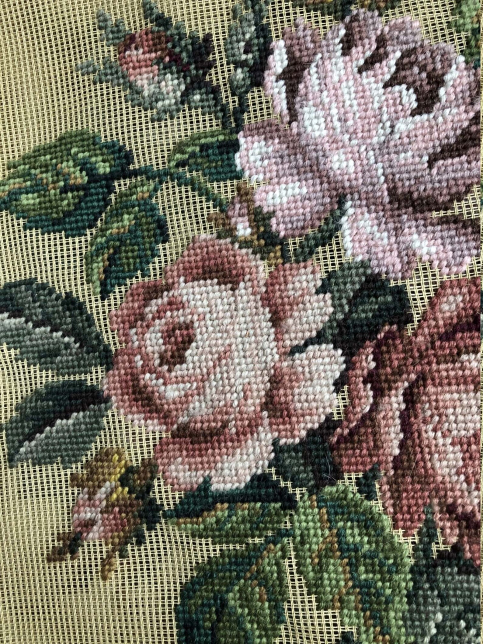 Vintage floral needlepoint tapestry canvas preworked floral | Etsy