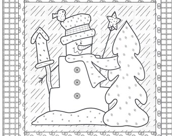 Snowman Collector—Stonewall block 11 of 12 from The Stitch Connection