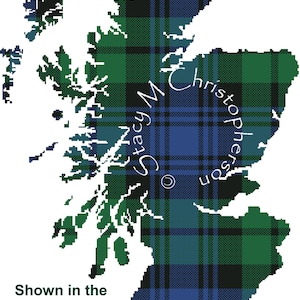 Scottish Tartan cross stitch pattern - Scotland Map