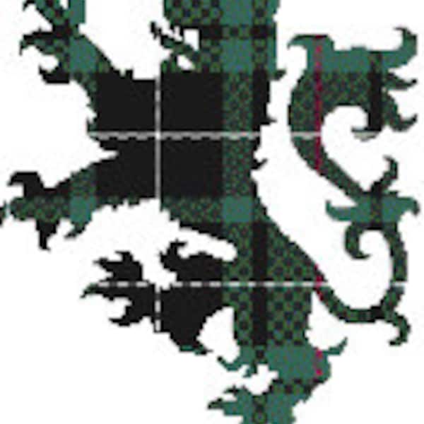 Scottish Tartan cross stitch pattern - Rampant Lion