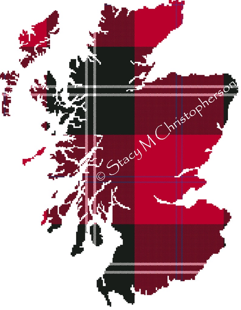 Scottish Tartan Cross Stitch Pattern Scotland Map Etsy
