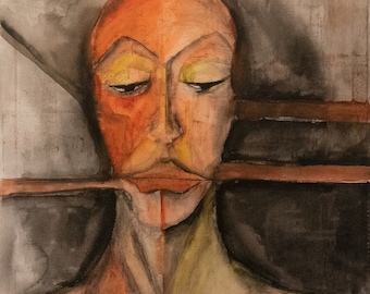 Portrait of a Woman - Abstract Portrait - Original Painting - Acrylic on Canvas - Dark Soul