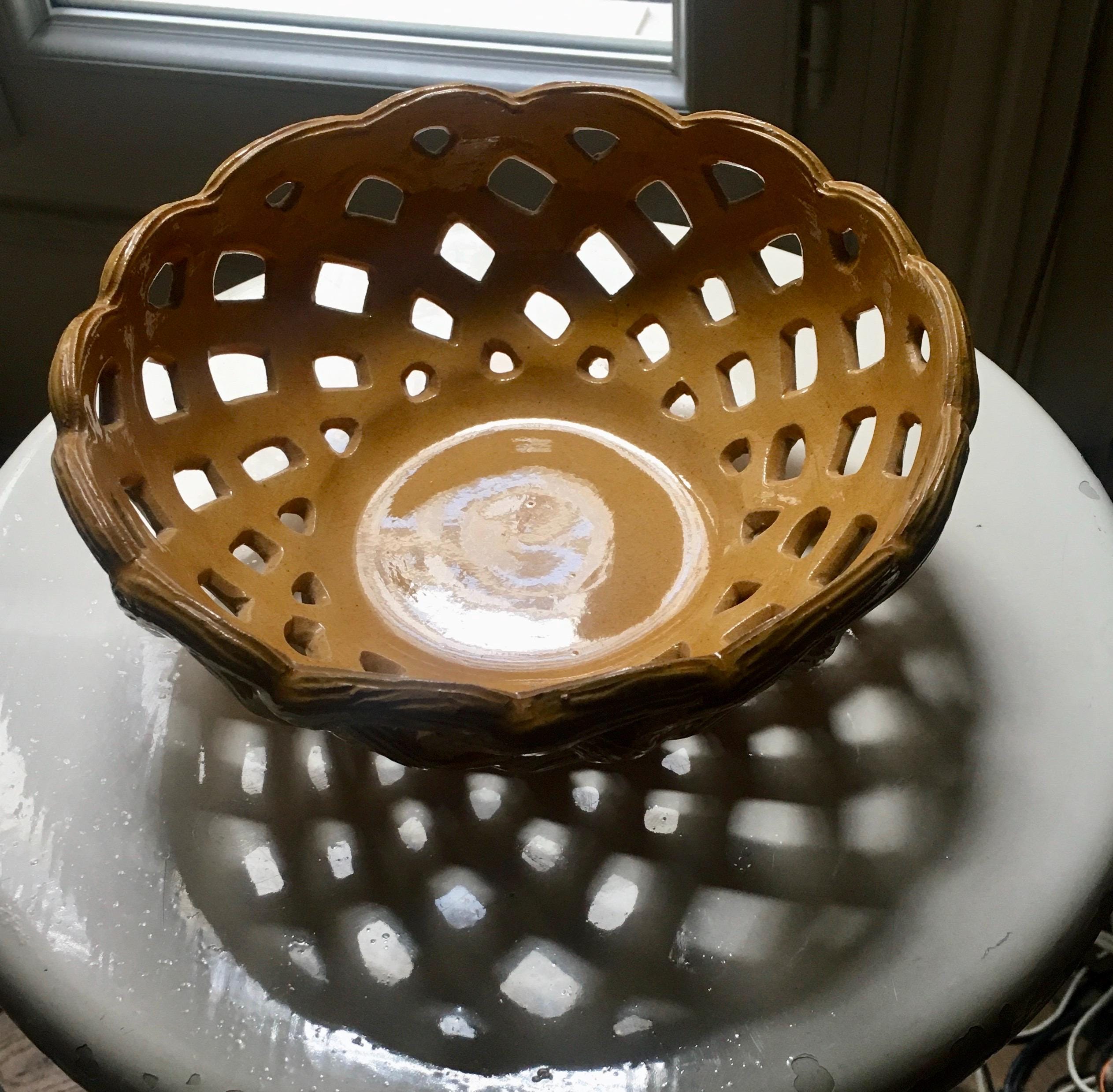 Ceramic basket French Design Made by Maison Pichon in Uzés, France