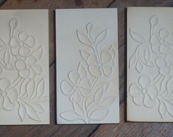 3 ceramic tiles Roger Capron Vallauris era Jouve Ruelland Madura
