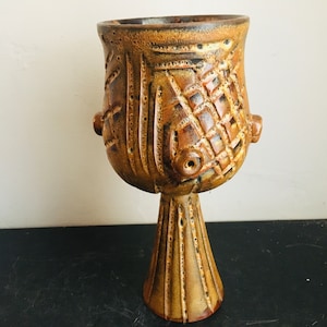 Vintage ceramic 1950 SCARIFIE cup Huguette Bessone French ceramic Vallauris