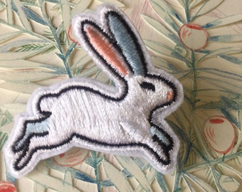 Small embroidered rabbit brooch