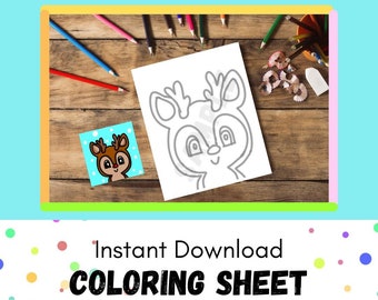 INSTANT DOWNLOAD PRINTABLE - Coloring Sheet - Tracer - Reindeer - Christmas - Traceable- Christmas Lights -Santa - Christmas Tree