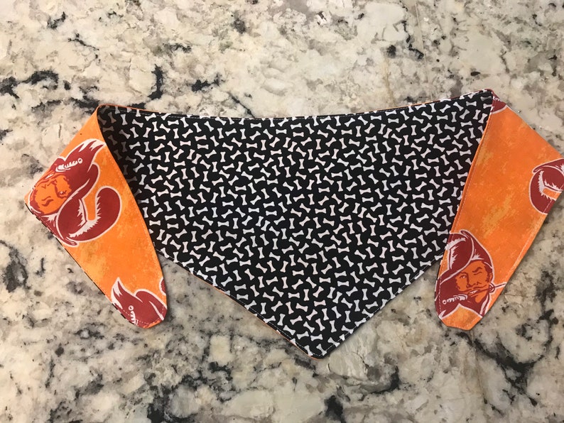 XSmallSmallMediumLargeXLarge ON SALE Tie-on Dog Bandana in Tampa Bay Buccaneers