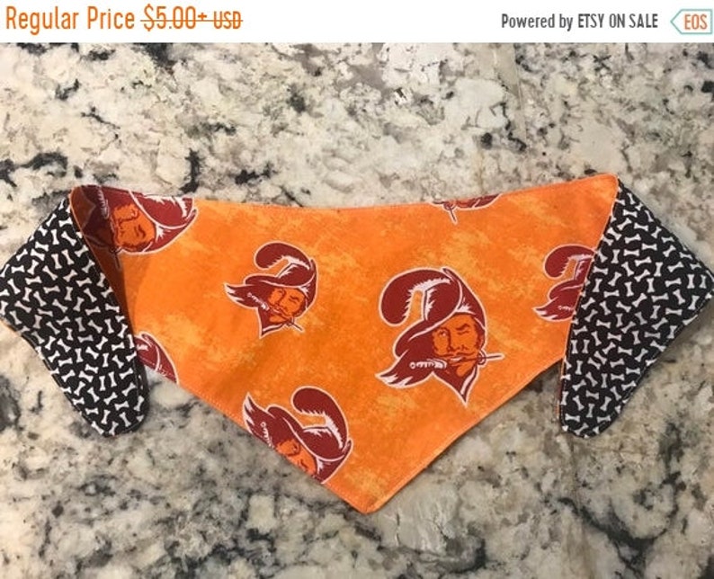 XSmallSmallMediumLargeXLarge ON SALE Tie-on Dog Bandana in Tampa Bay Buccaneers
