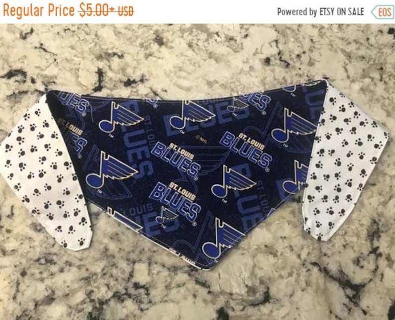 XSmallSmallMediumLargeXLarge ON SALE Tie-on Dog Bandana in St Louis Blues and Pawprints
