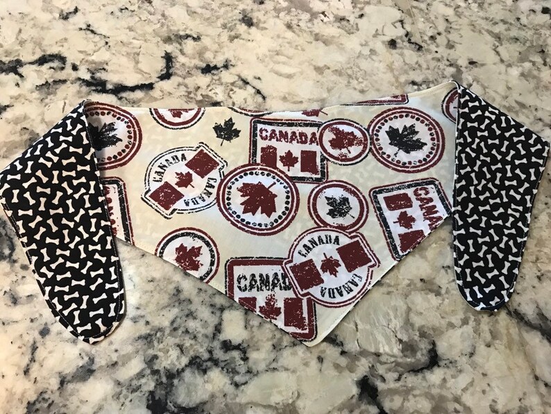 Tie-on Dog Bandana in Canada Stamps XSmallSmallMediumLargeXLarge