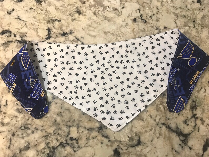 XSmallSmallMediumLargeXLarge ON SALE Tie-on Dog Bandana in St Louis Blues and Pawprints