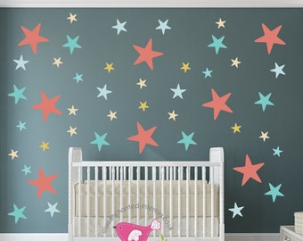 Large Star Wall Stickers, nursery room stencil, removeable baby wall decals, geometric design, toddler bedroom, gender neutral, unisex