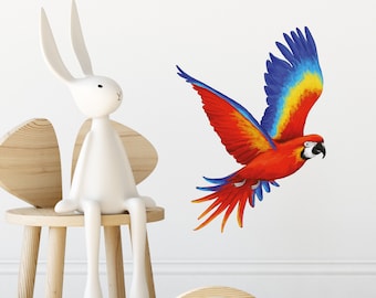 Parrot Wall Decal: Watercolor Macaw, Removable Fabric Nursery Decor