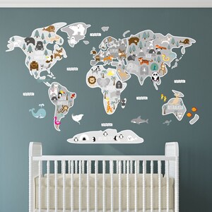 Political World Map Educational Wall Sticker WS-45483 Political World Map Educational Wall Sticker WS-45483