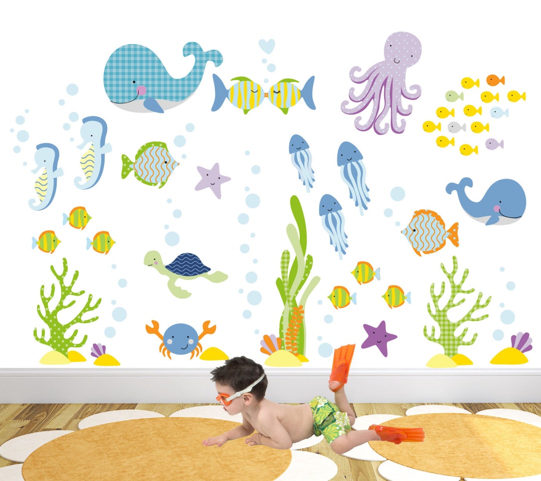 Ocean Decal, Sea Life Wall Stickers Nursery, Under the Sea Marine Baby