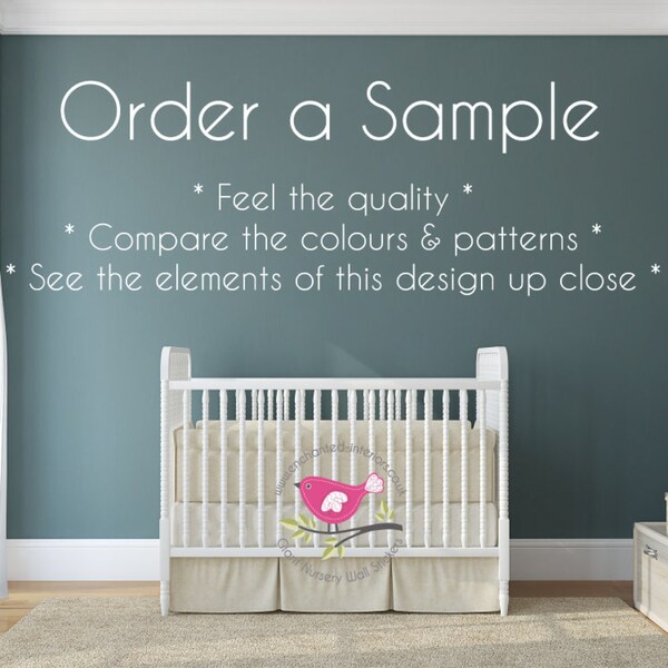 Wall Stickers Nursery sample set, baby room ideas, hot air balloons, fairies, jungle wall art designs and much more.  Fabric wall decals